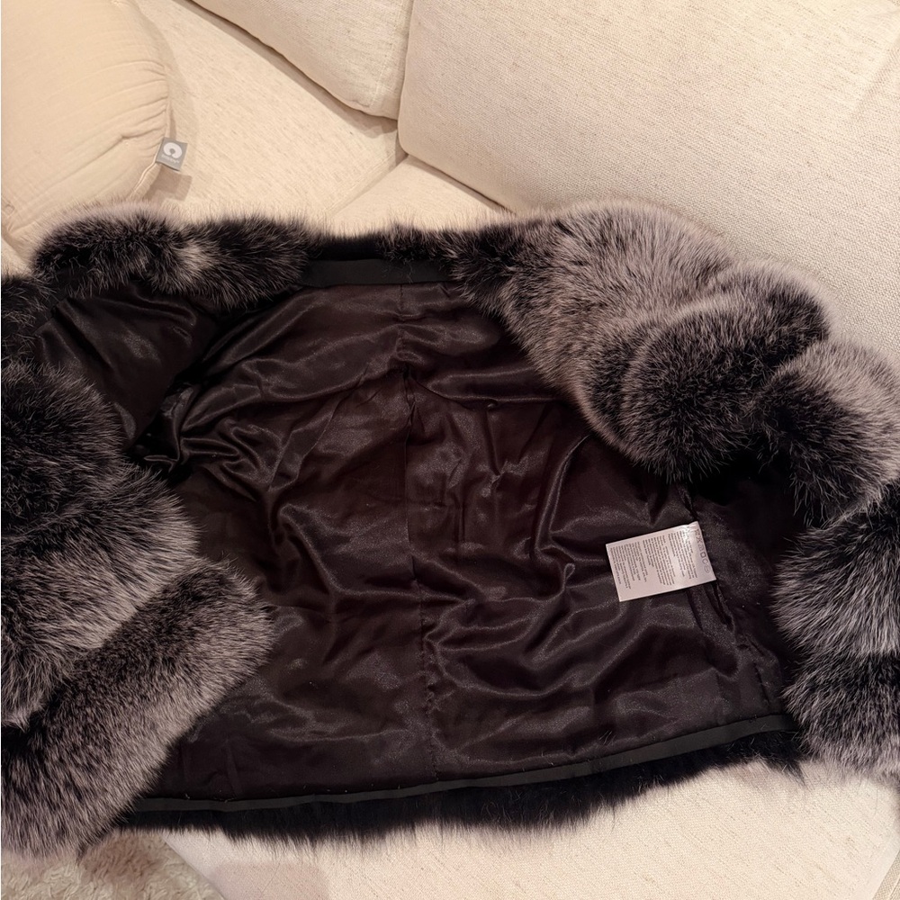 Luxurious grey real genuine fox fur bubble cropped jacket coat S *blogger* - Picture 8 of 9